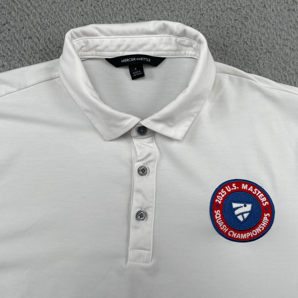 Mercer + Mettle Polo Mens L White 2025 US Masters Squash Championships MM1014